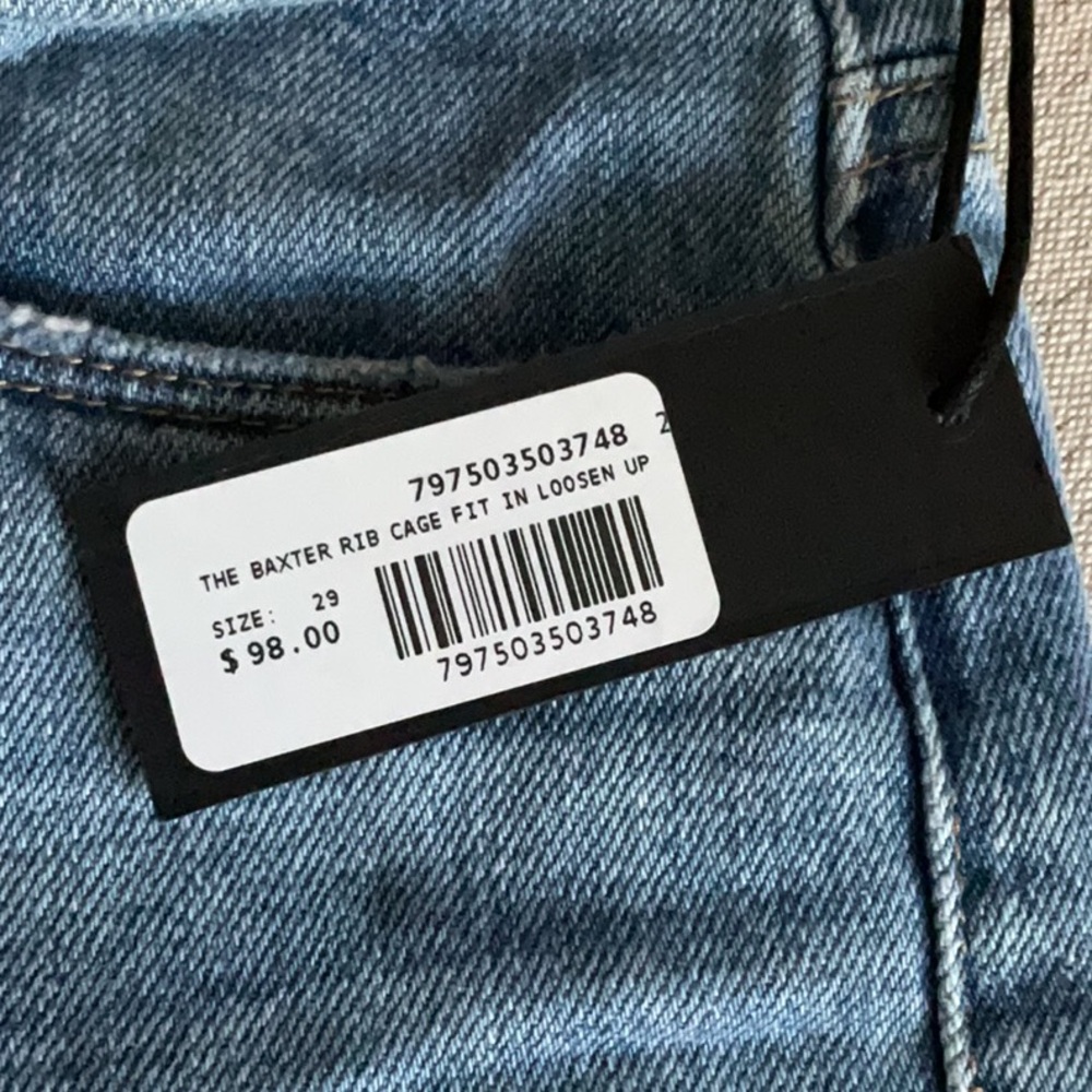 NWT Blank NYC Baxter Rib Cage Straight Leg Distressed Blue Jeans Woman’s 29 - Picture 8 of 8